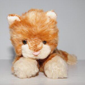 Russ Berrie Sweet Pea orange Tabby Cat Kitten 9" Plush Stuffed Laying